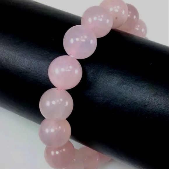 Handcrafted Jewelry - Natural Rose Quartz Beaded AA Stretch Crystal Healing Gemstone Bracelet 10mm